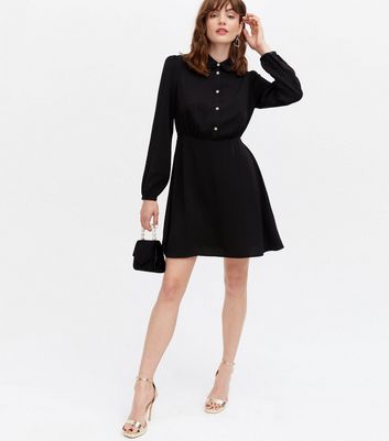 new look black collar dress