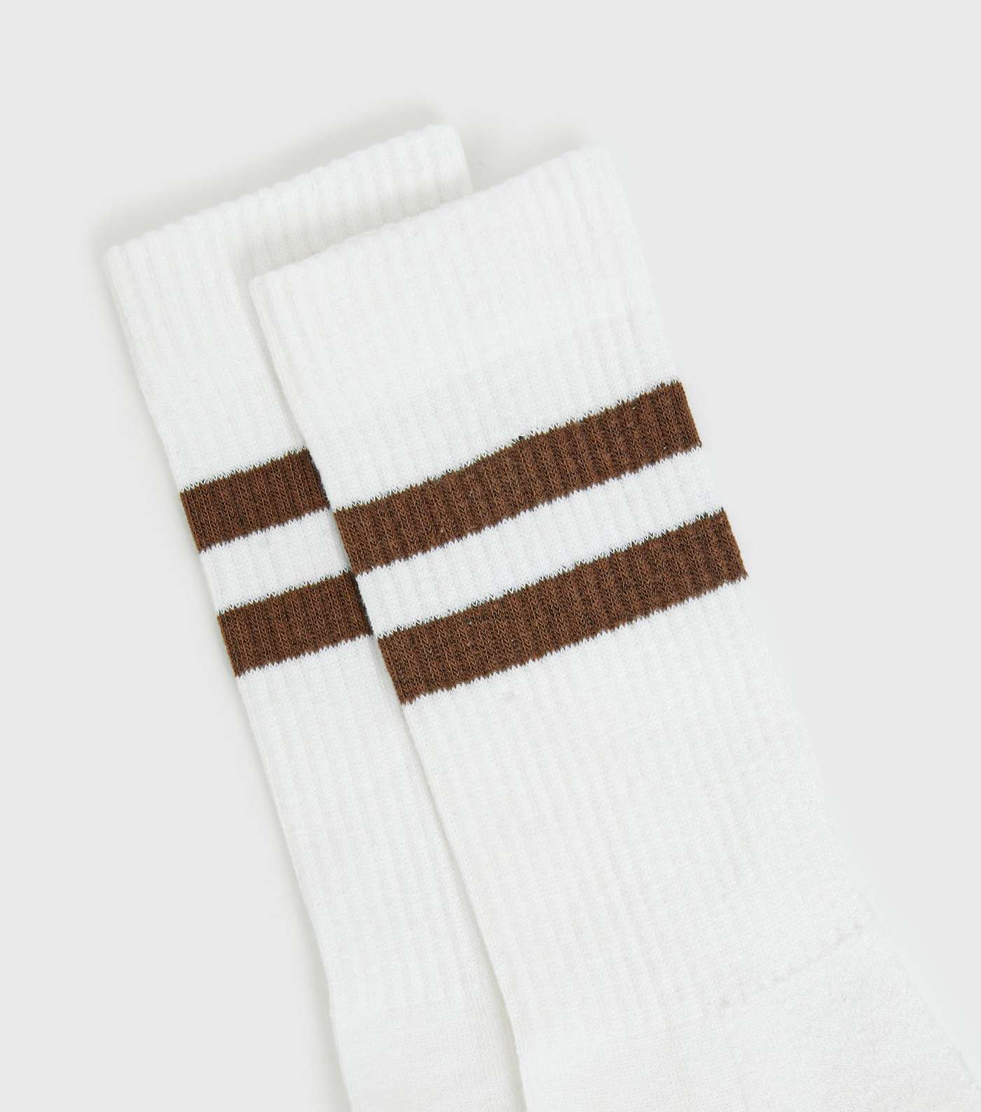 Brown Double Sports Stripe Ribbed Socks Image 2
