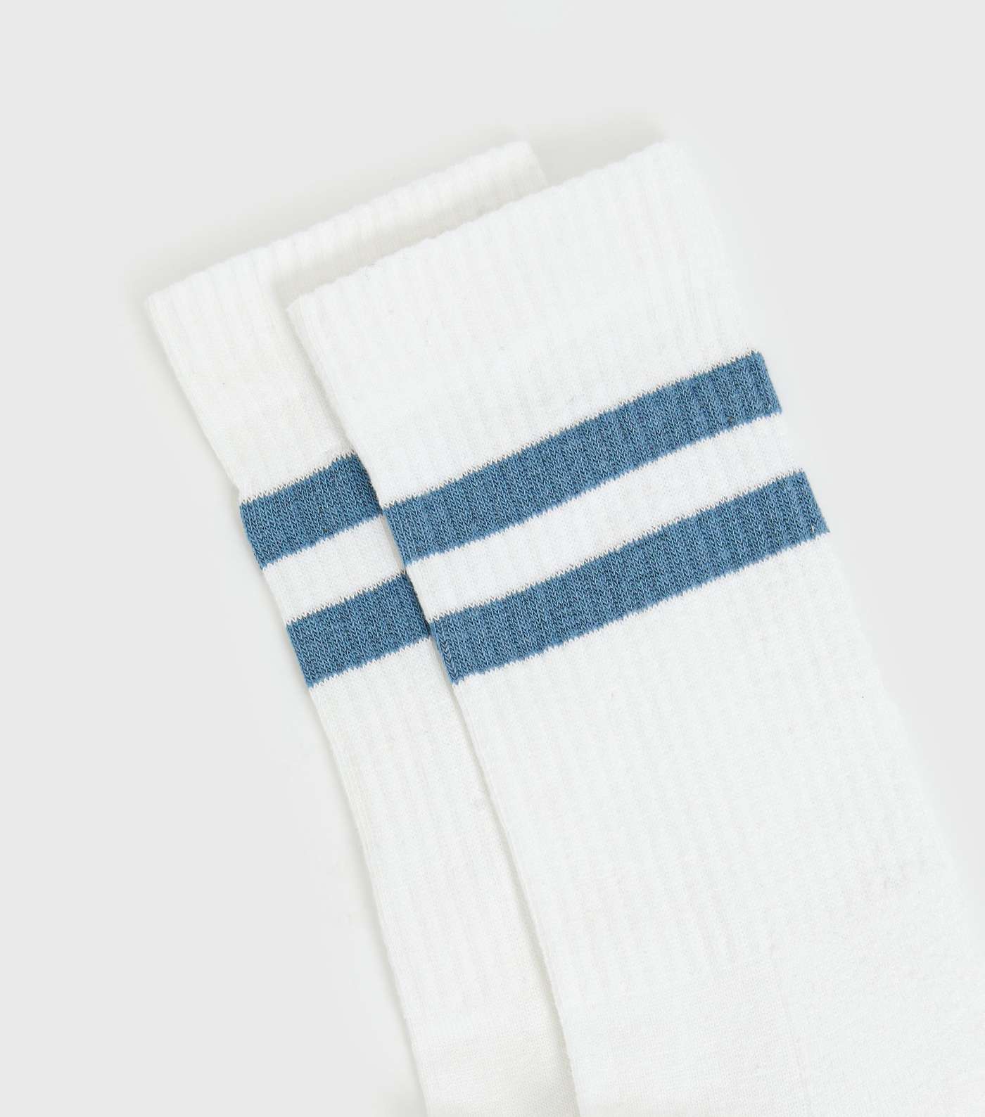 Blue Double Sports Stripe Ribbed Socks Image 2