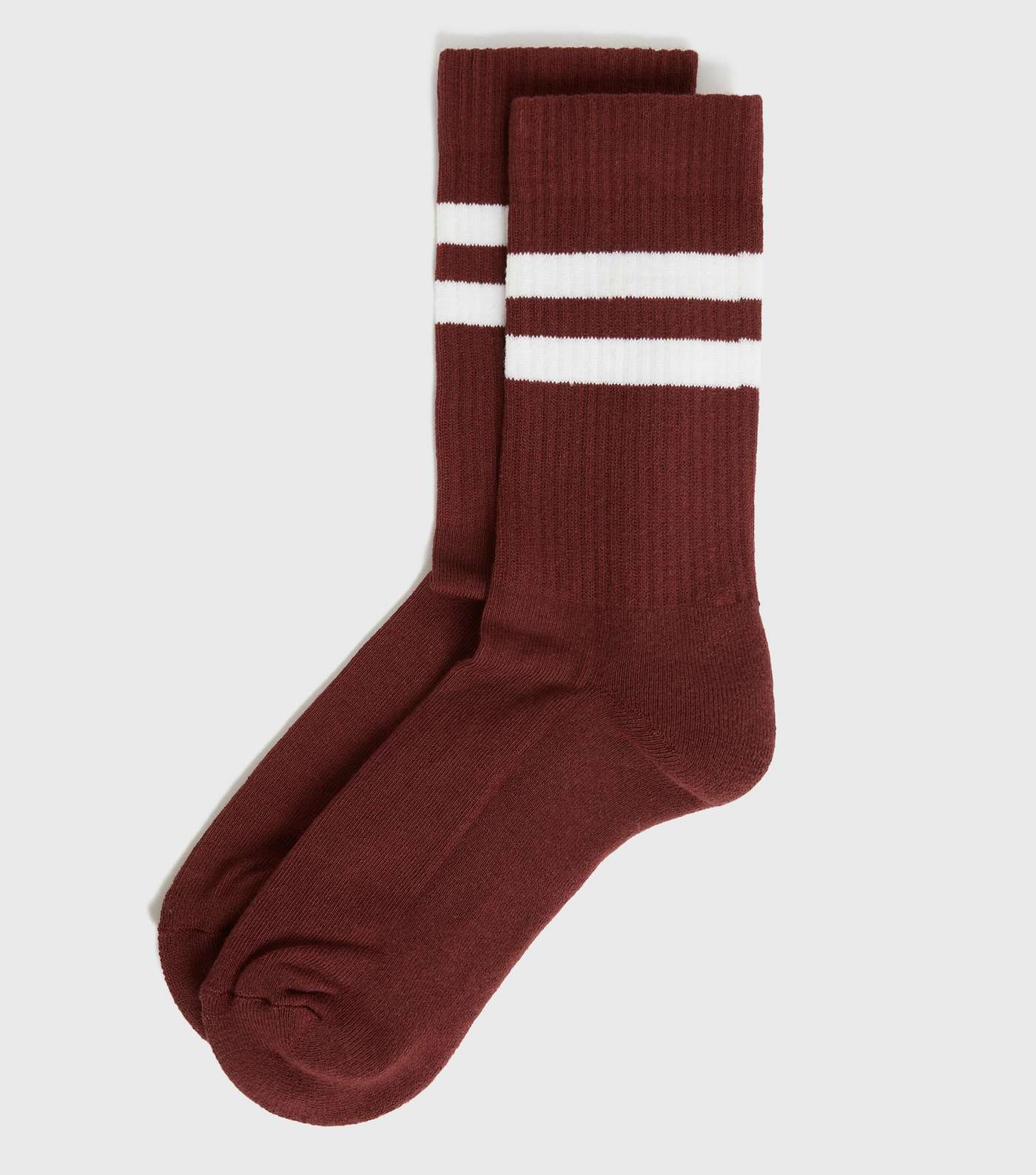 Burgundy Sports Stripe Ribbed Socks