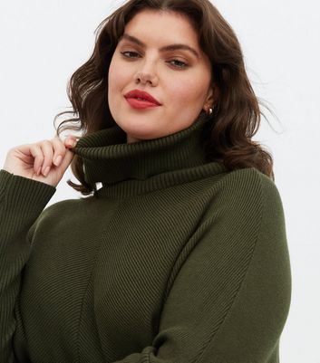 Click to view product details and reviews for Blue Vanilla Curves Khaki Roll Neck Oversized Jumper New Look.