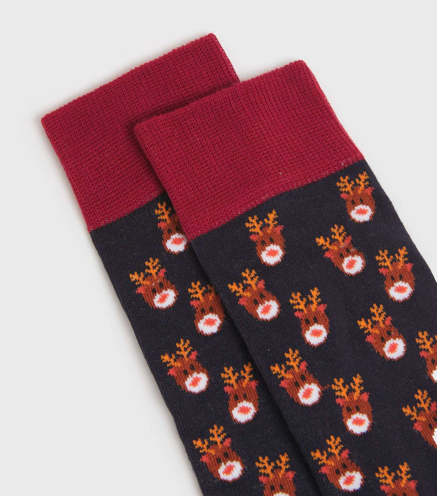 Navy Christmas Reindeer Socks Image 2