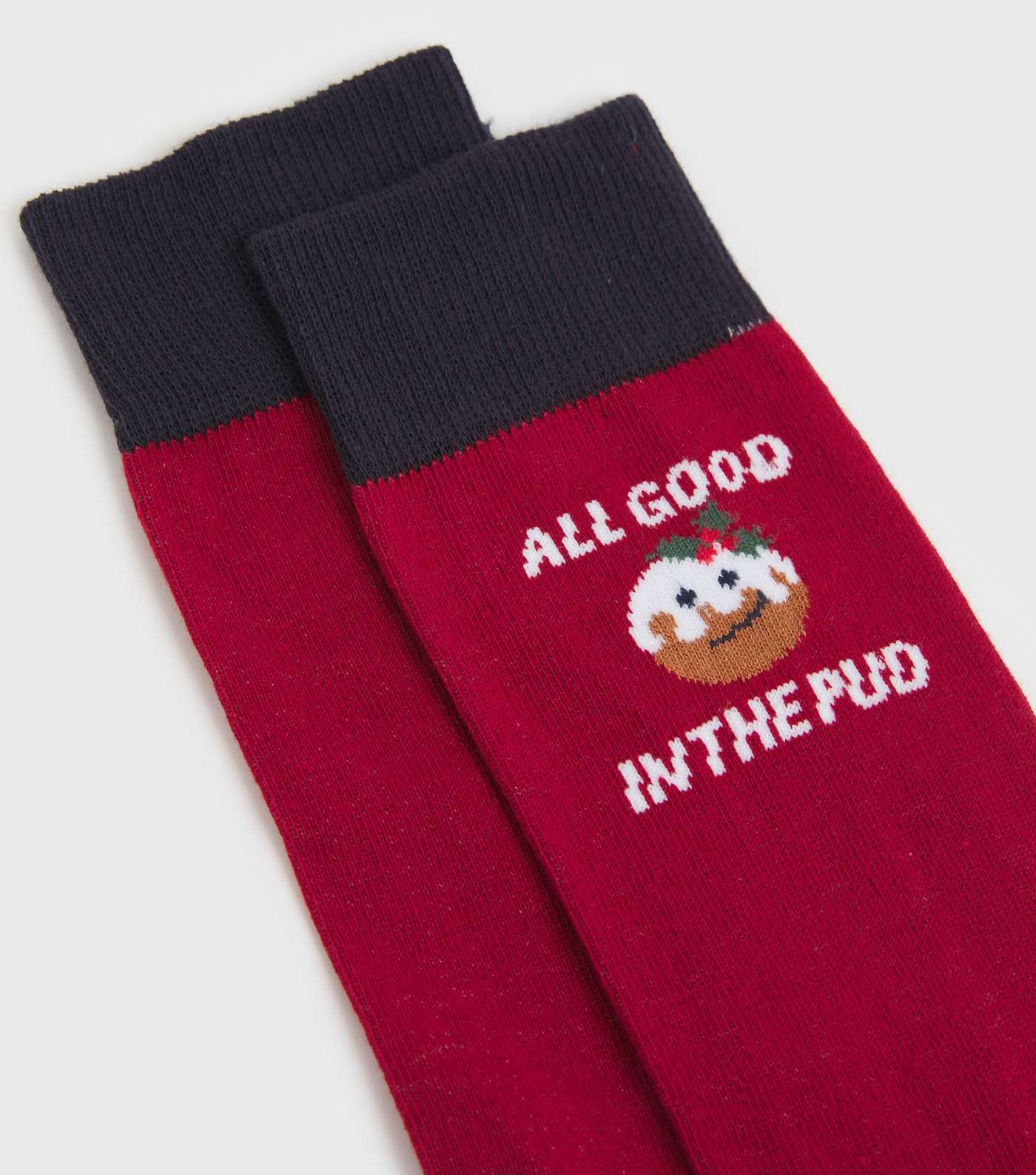 Burgundy Christmas Pudding Socks Image 2