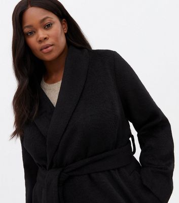 plus size black wrap coat