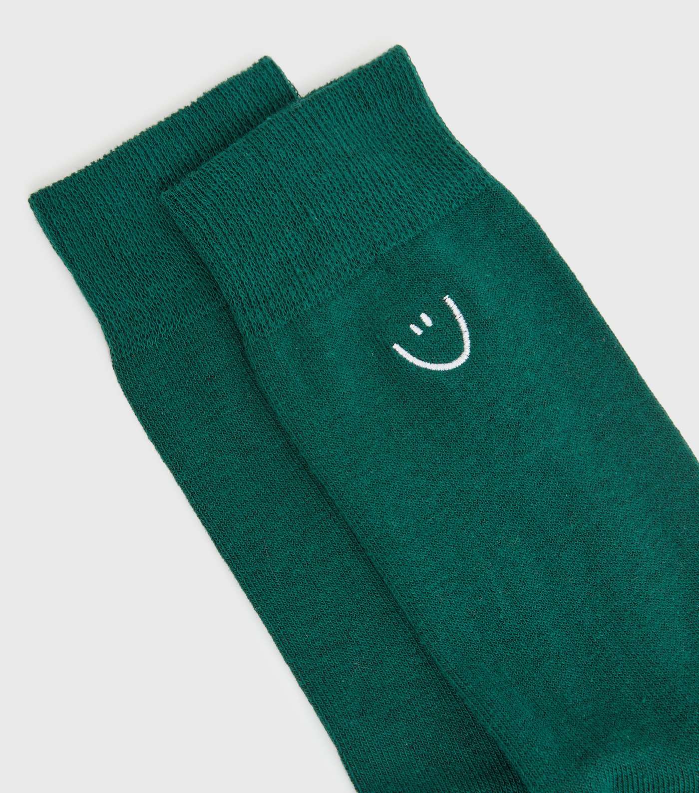 Dark Green Smile Embroidered Socks Image 2