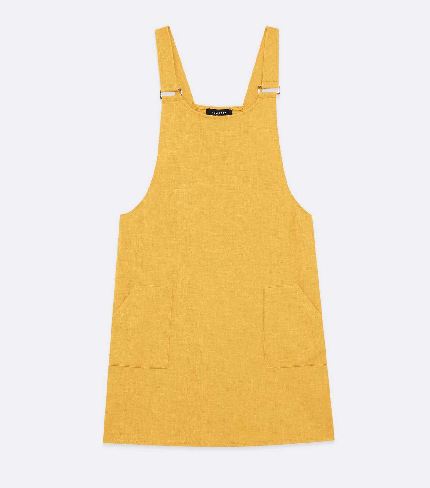 Mustard Crepe Pocket Front Pinafore Dress Image 5