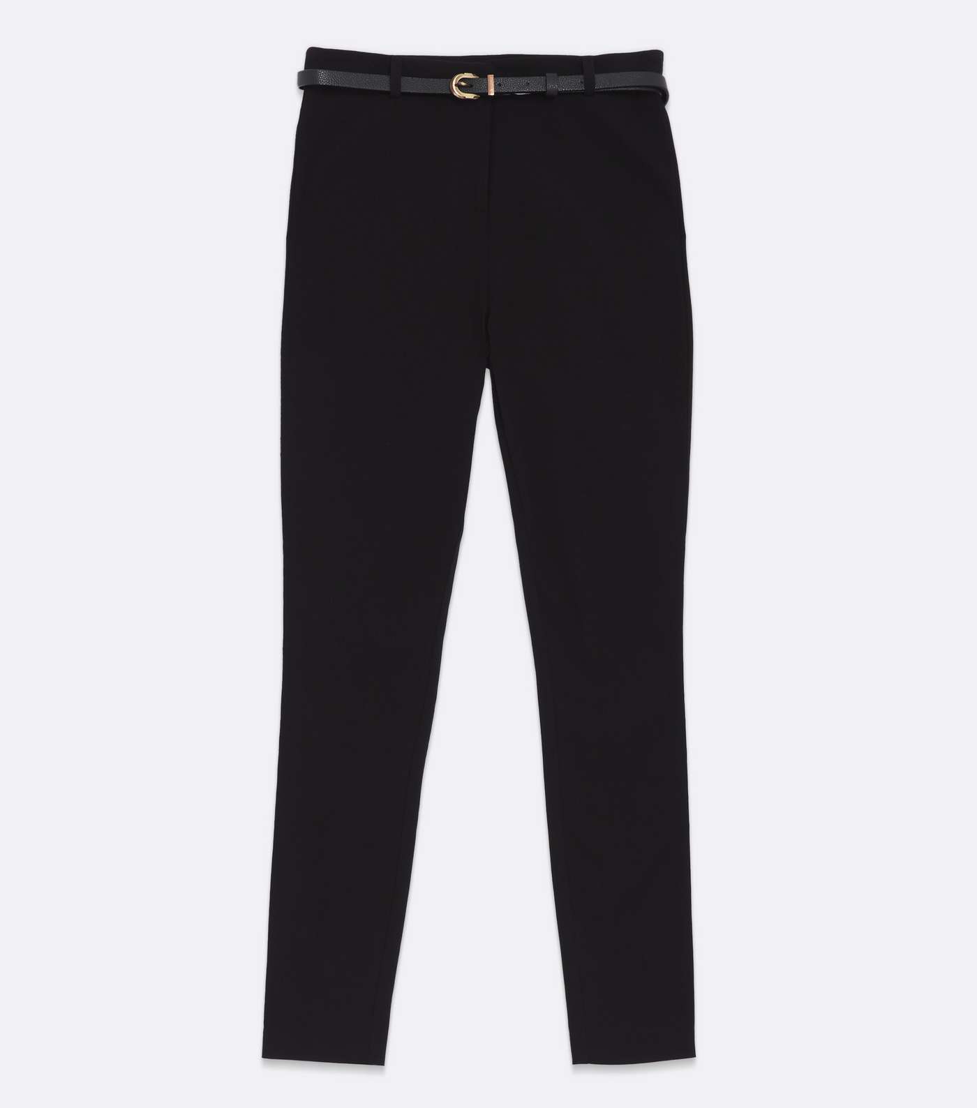 Petite Black Belted Slim Trousers Image 5