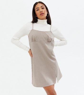 Petite checked pinafore clearance dress