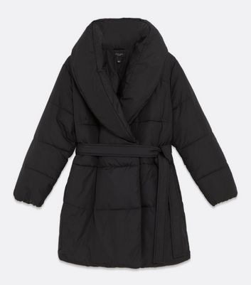 New look black belted puffer jacket on sale