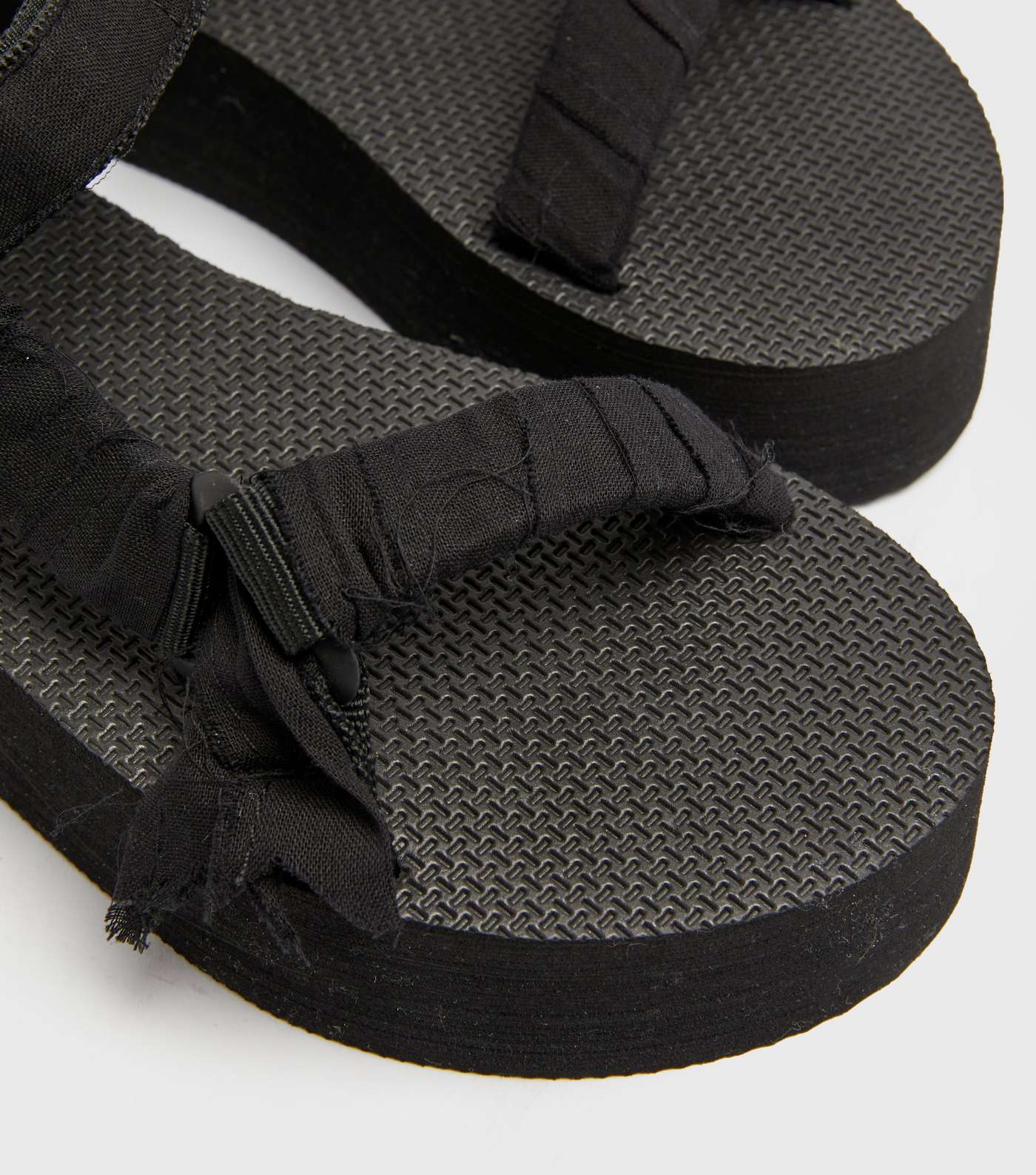 Truffle Collection Black Ruched Strap Flatform Sandals Image 4