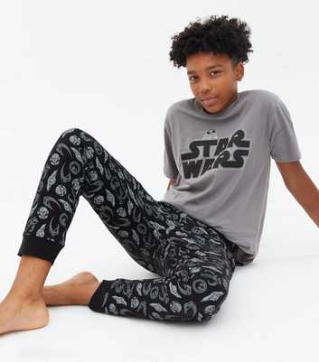 Boys Dark Grey Jogger Pyjama Set with Star Wars Logo