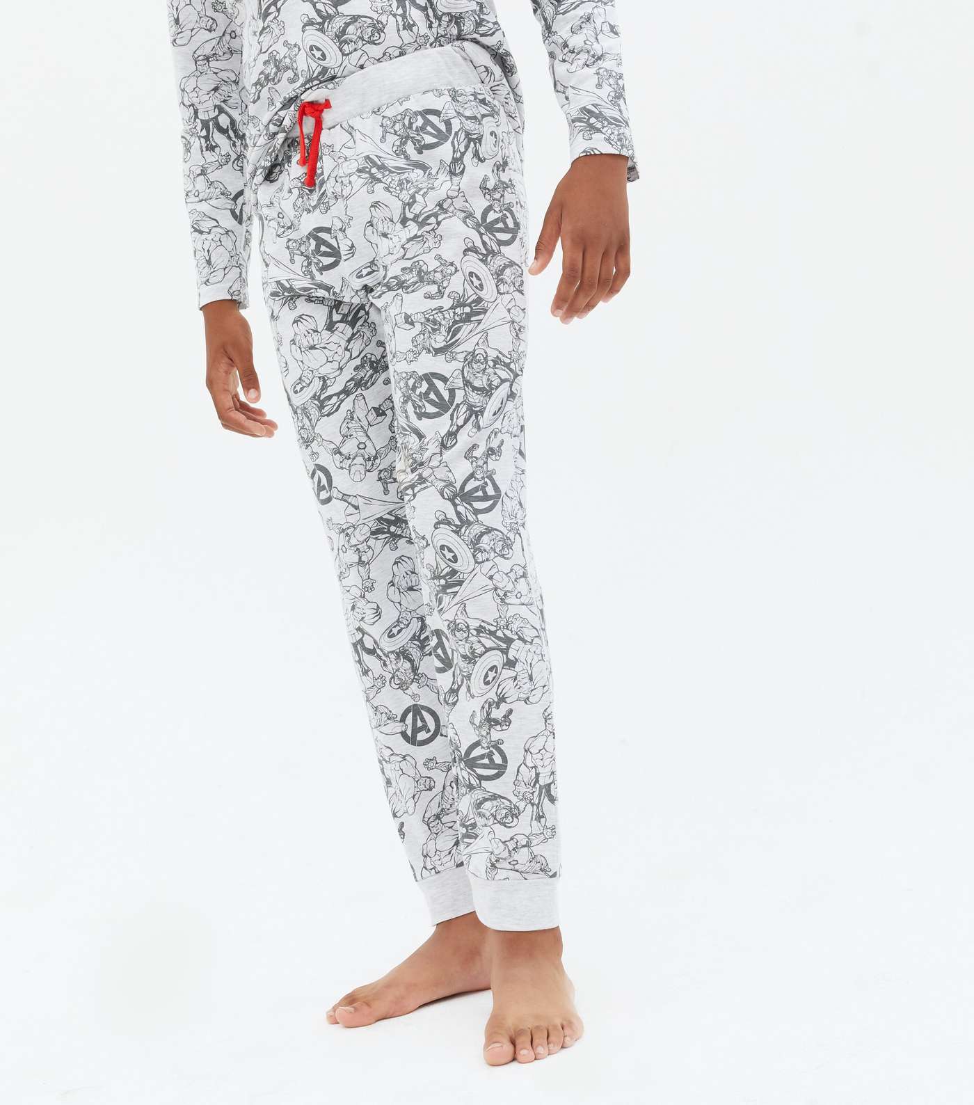 Boys Grey Marl Jogger Pyjama Set with Marvel Logo Image 3