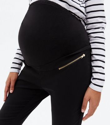 Damen Bekleidung Maternity Black Zip Short Length Over Bump Trousers