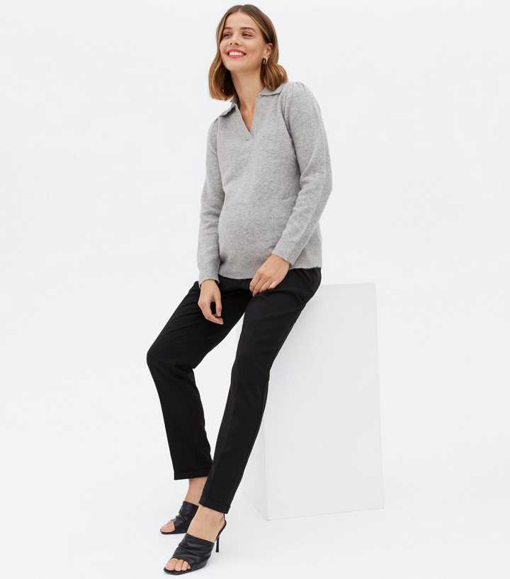 Maternity Black Long Length Over Bump Trousers