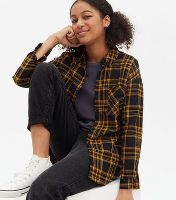 Black check shirt for girls Clearance