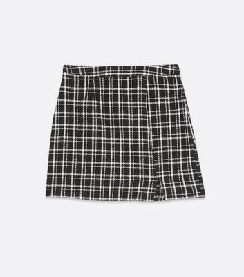 Wednesday s Girl Black Check Tweed Mini Skirt New Look