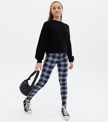 Girls Blue Check Zip Slim Stretch 