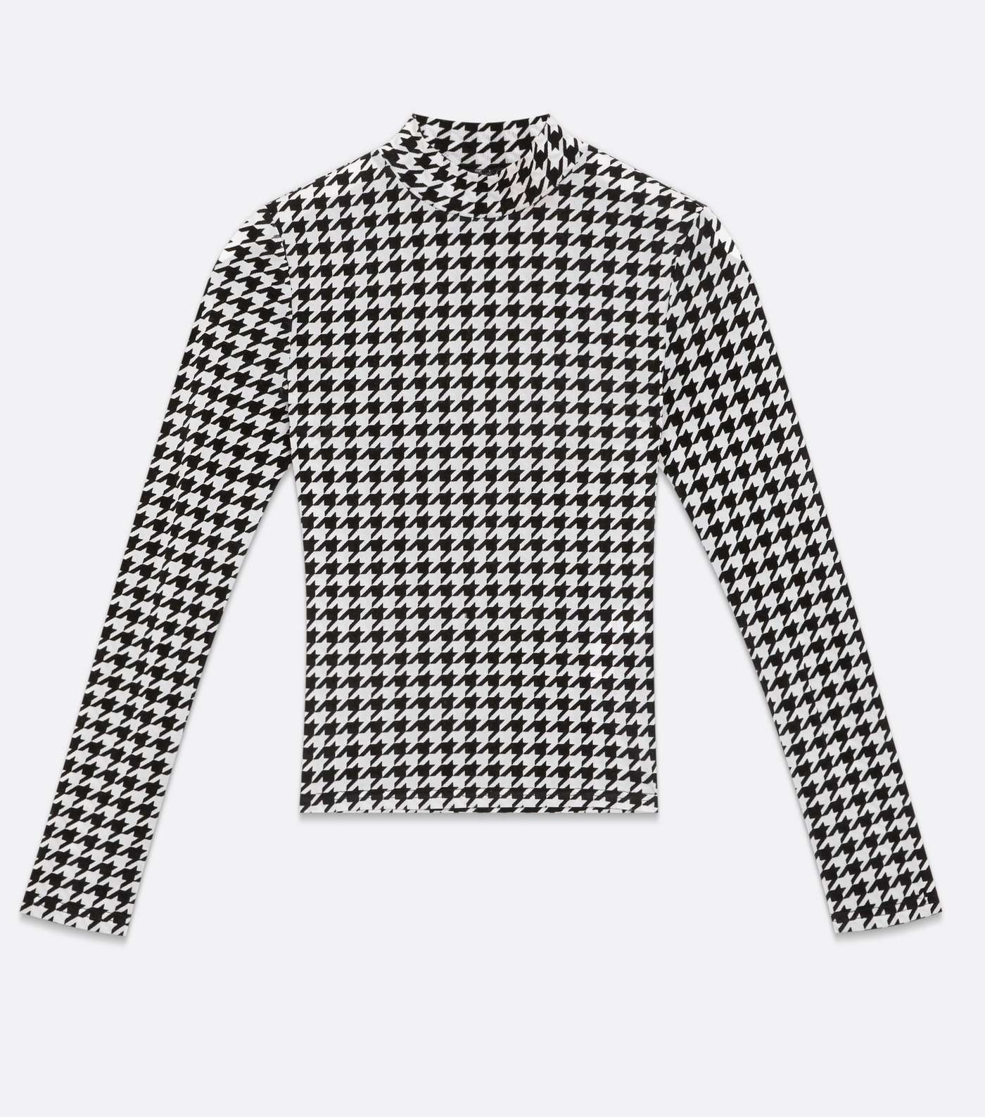 White Flocked Dogtooth Mesh High Neck Top Image 5