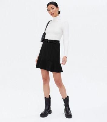 white scuba flippy mini skirt