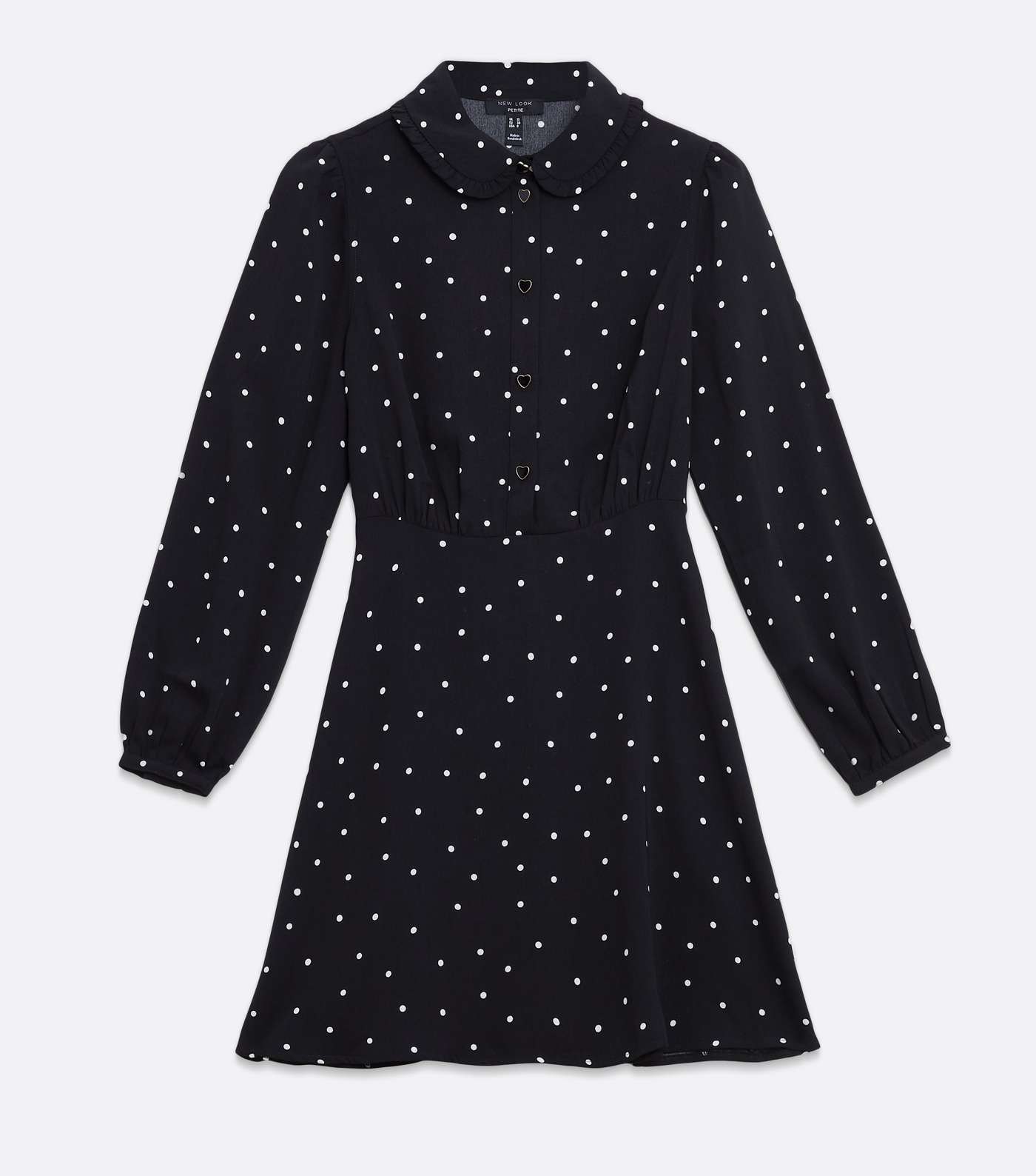 Petite Black Spot Frill Collar Mini Shirt Dress Image 5