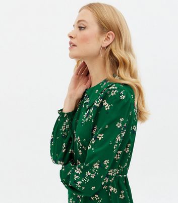 warehouse green verity ditsy floral dress
