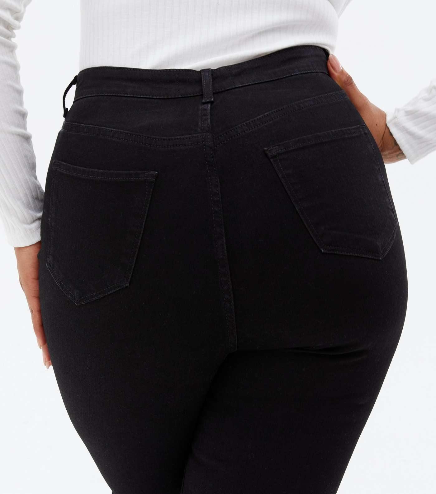 Curves Black High Waist Flared Brooke Jeans Image 3