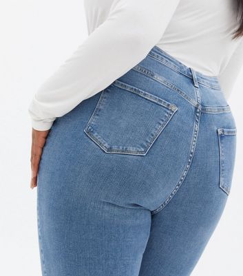 Click to view product details and reviews for Curves Bright Blue High Waist Flared Brooke Jeans New Look.