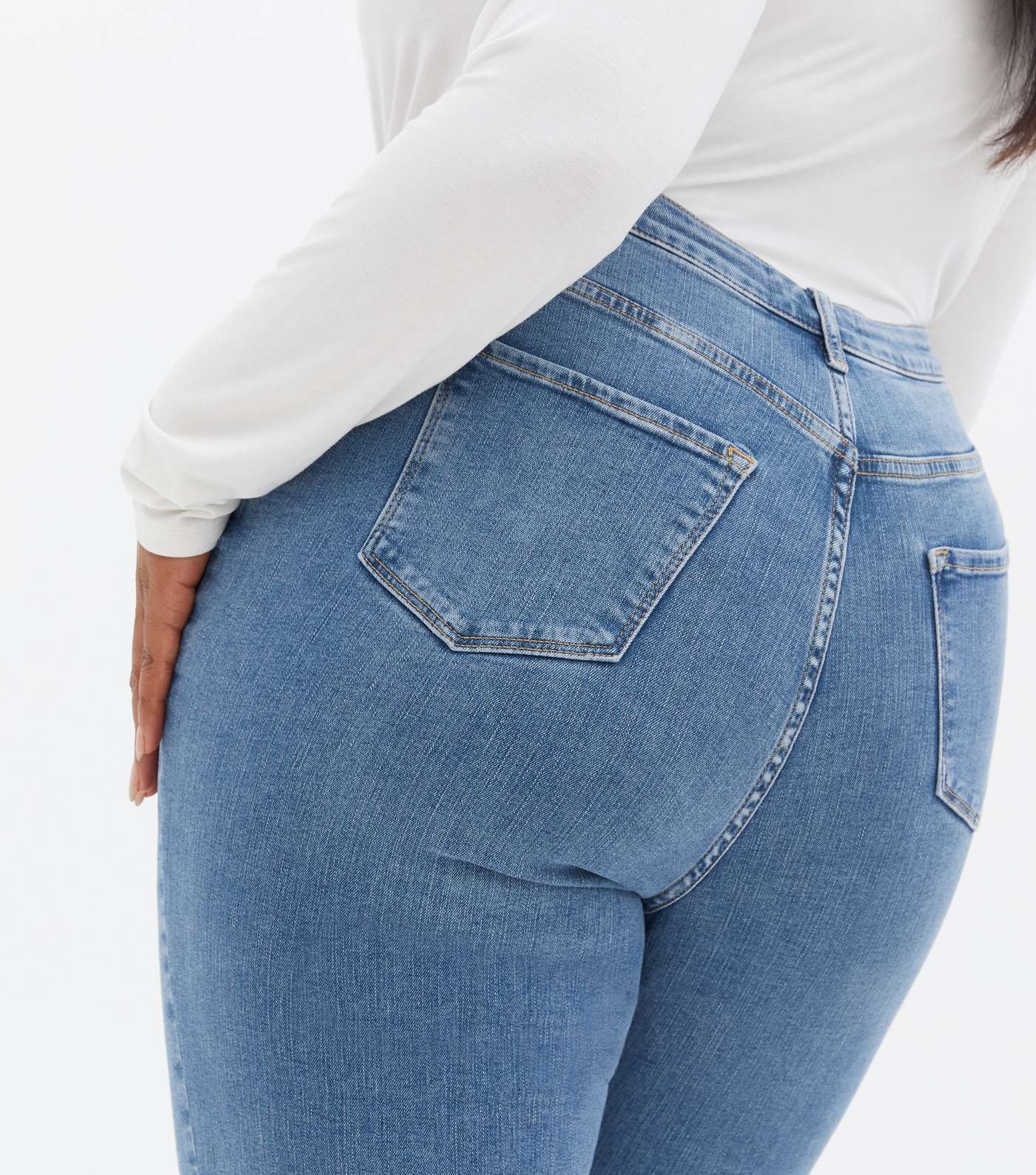 Curves Bright Blue High Waist Flared Brooke Jeans Image 3