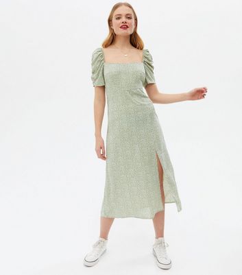 midi light green dress