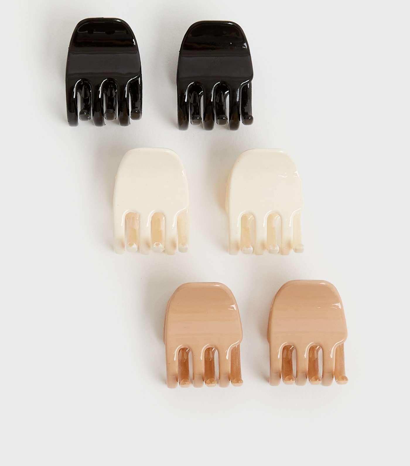 6 Pack Black Cream and Camel Mini Claw Clips