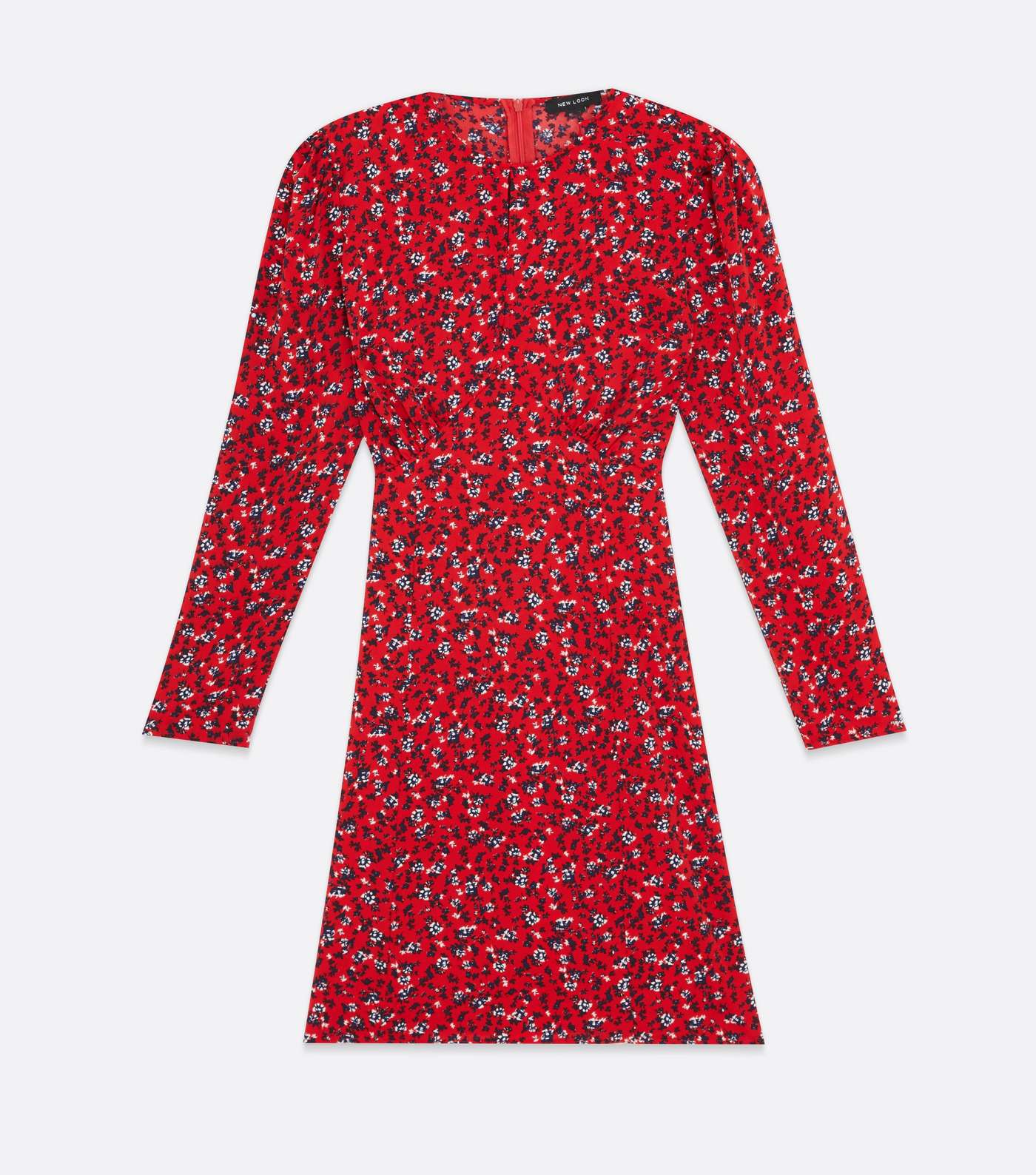Red Floral Long Sleeve Mini Dress Image 5