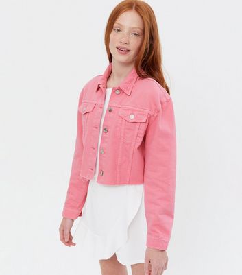 rose colored jean jacket