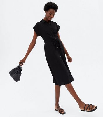 black shirt waist dress