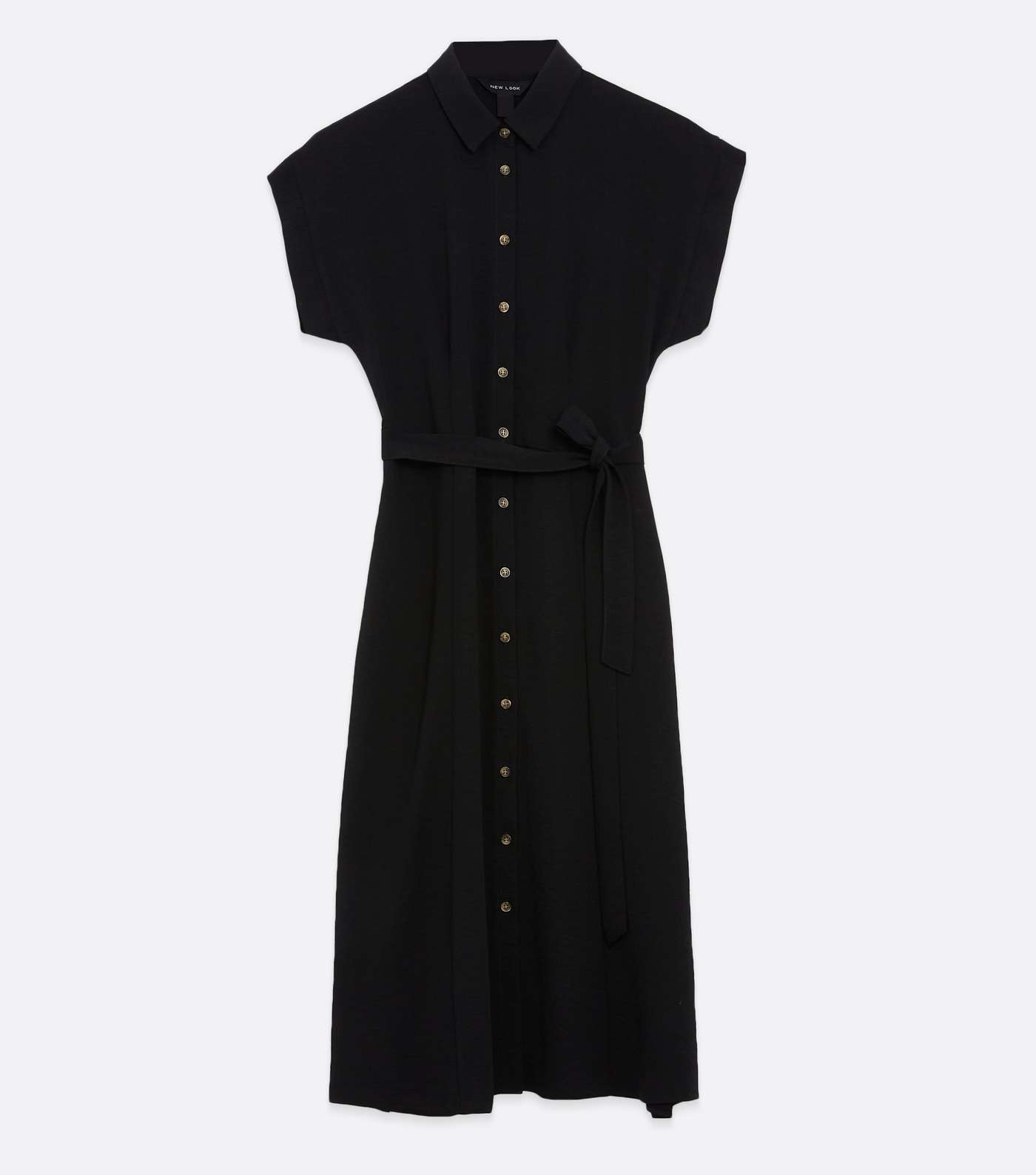Black Tie Waist Midi Shirt Dress Image 5