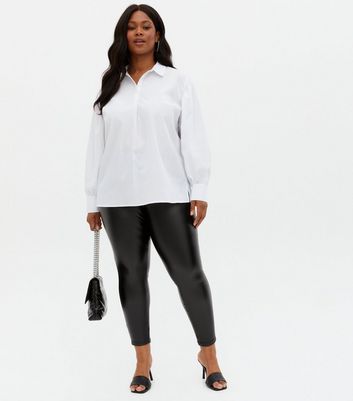 ASOS CURVE Leather Look Peg Trousers  ASOS