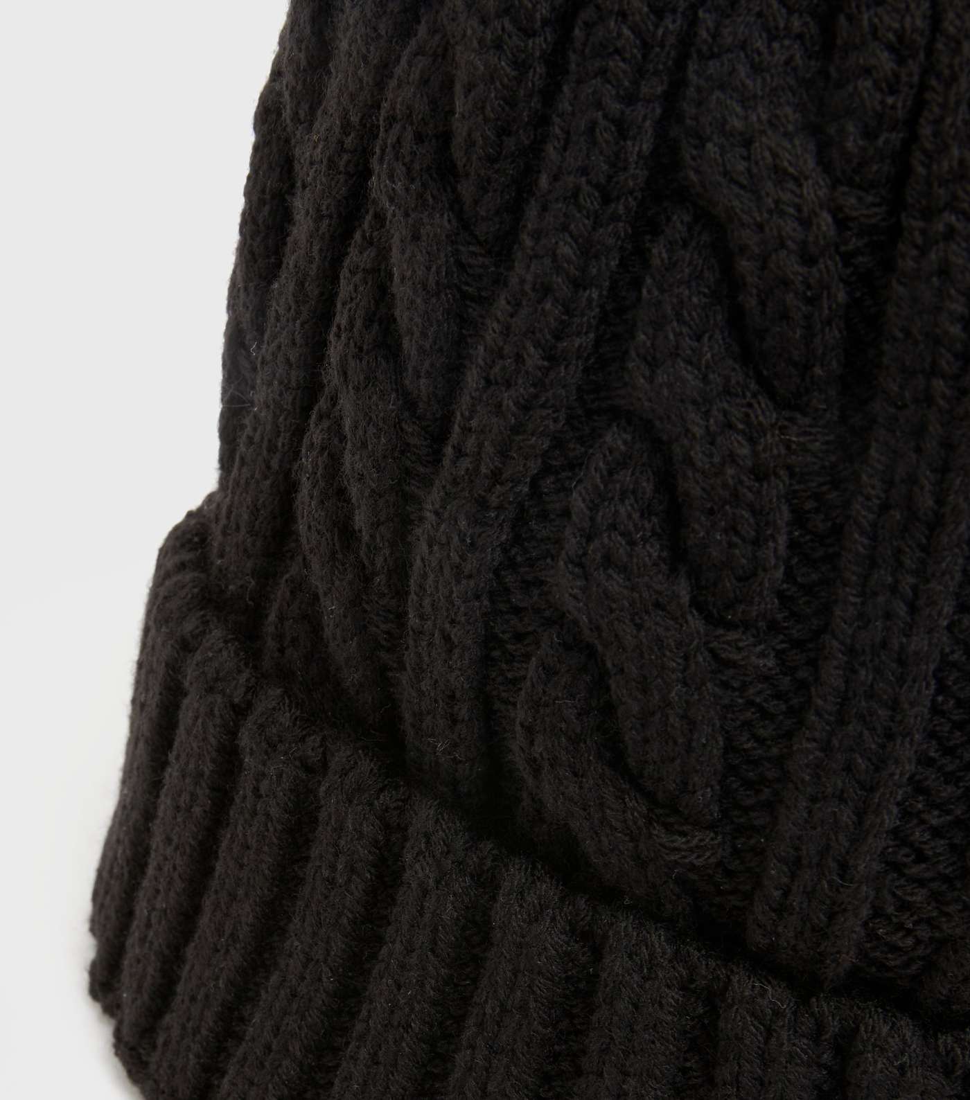 Black Cable Knit Beanie Image 3