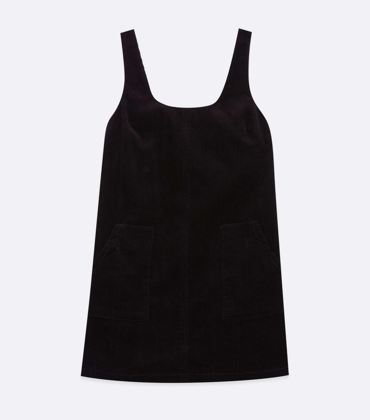 Petite Black Cord Mini Pinafore Dress Image 5