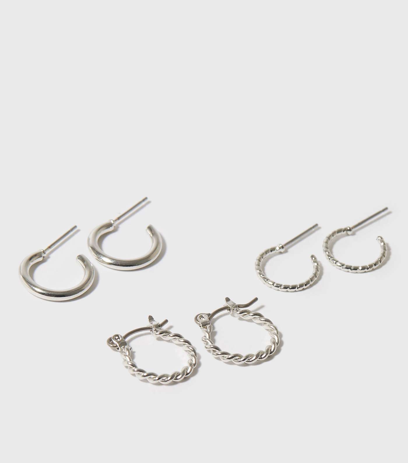 Girls 3 Pack Silver Mini Hoop Earrings