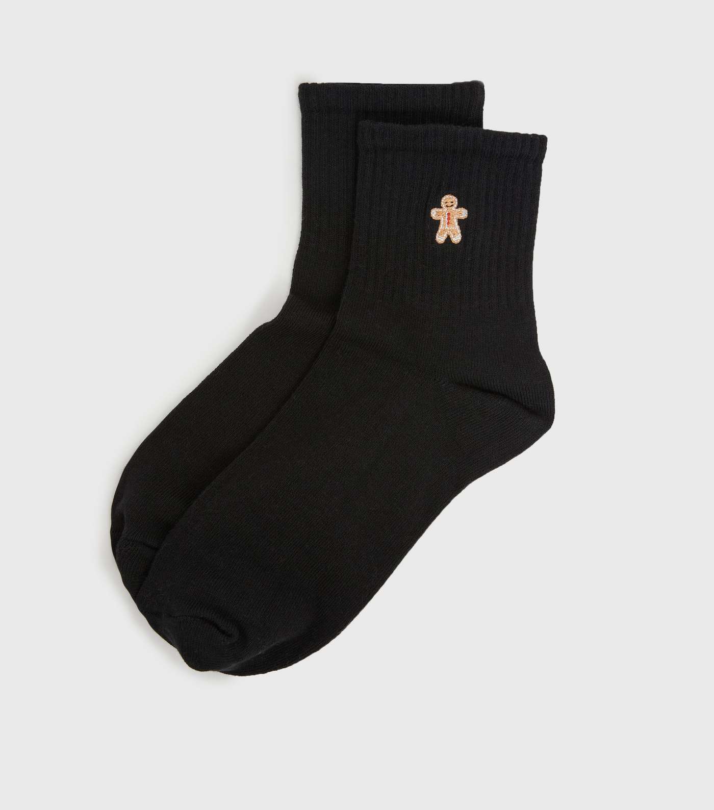 Black Gingerbread Embroidered Socks Image 2