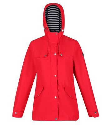 red hooded rain jacket