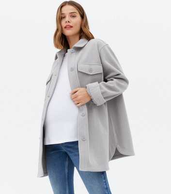 Maternity Pale Grey Long Shacket