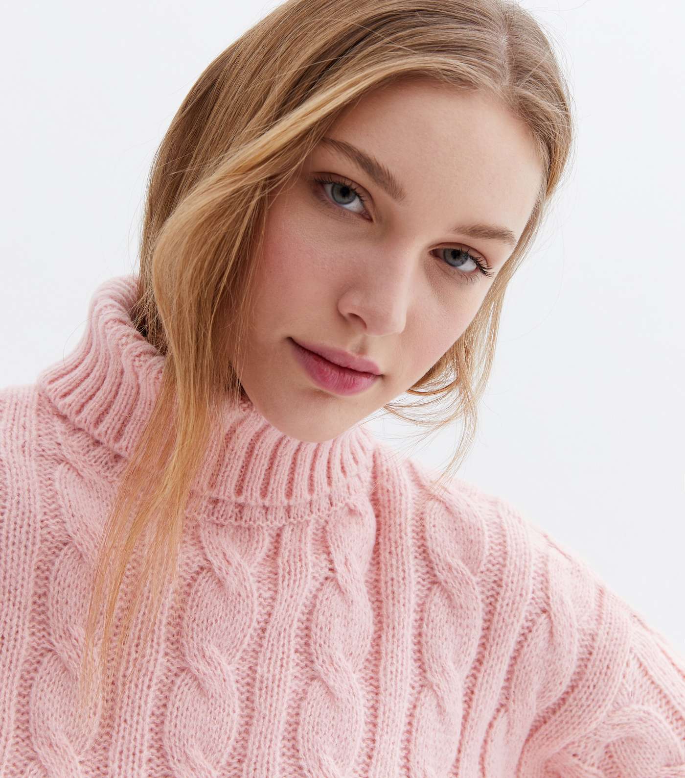 Pink Vanilla Pink Cable Knit Roll Neck Jumper Image 3