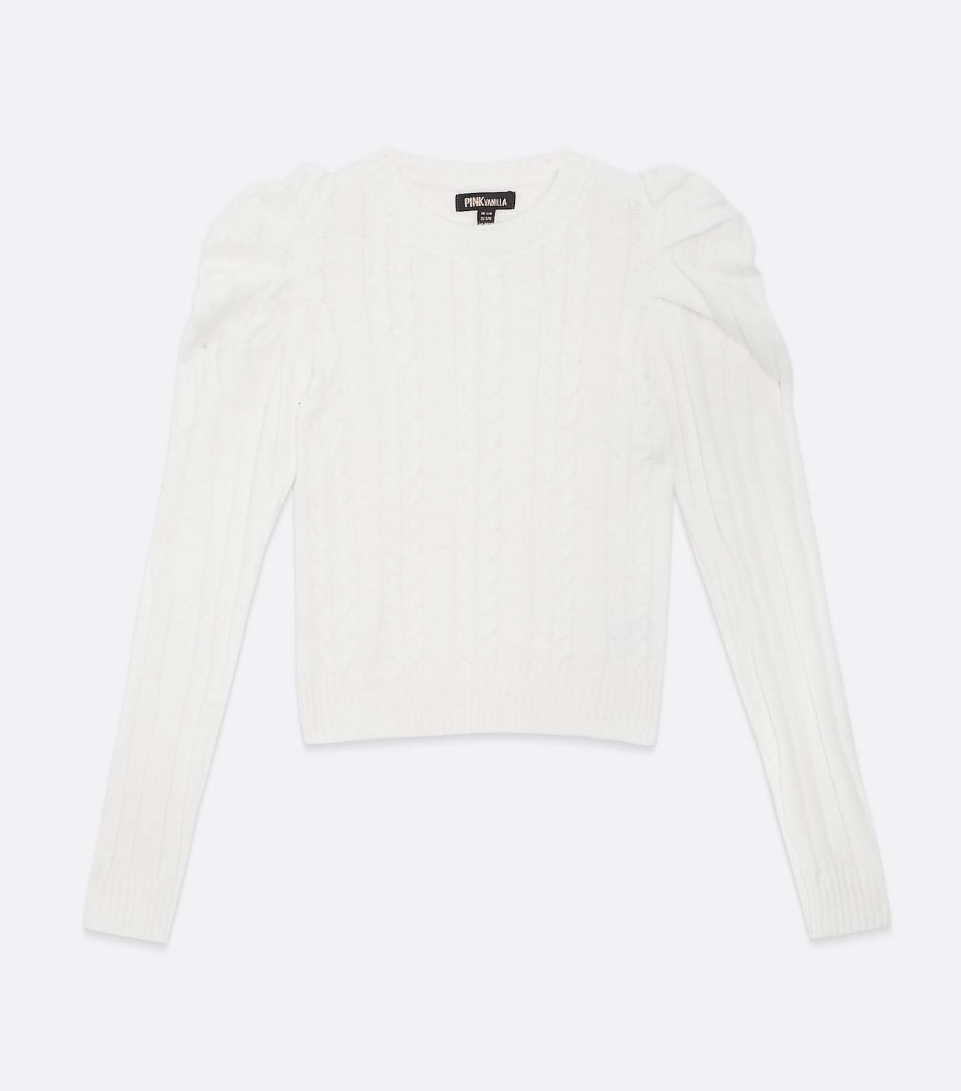 Pink Vanilla White Cable Knit Ruched Jumper Image 5