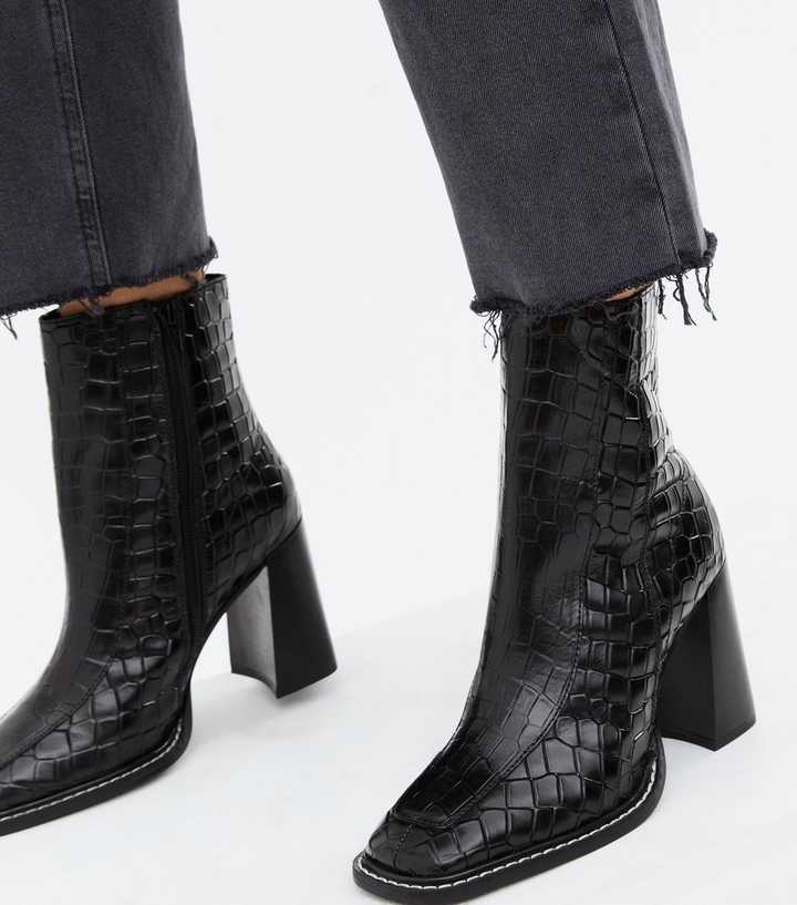 faux croc leather booties