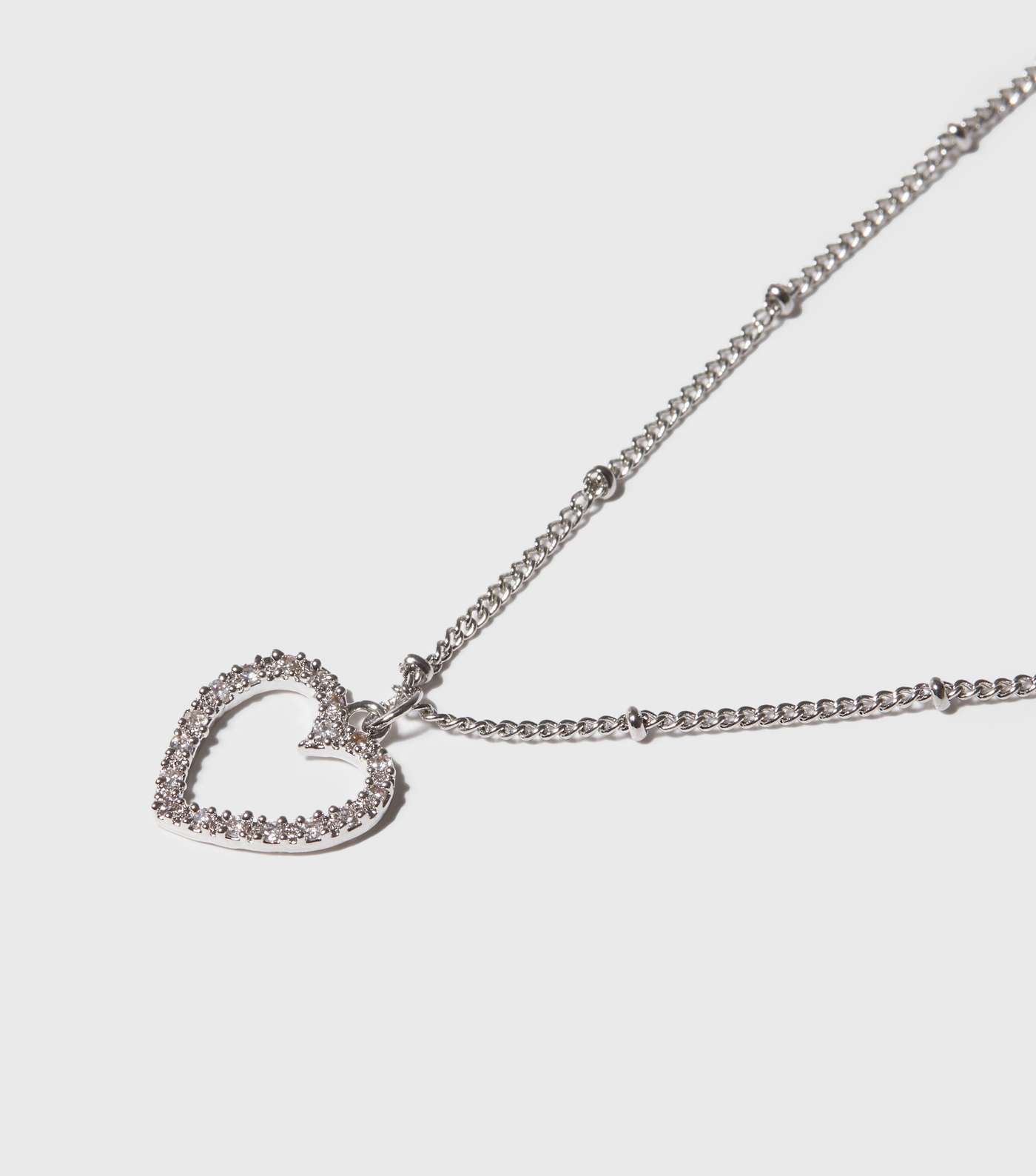 Silver Cubic Zirconia Heart Pendant Necklace Image 3