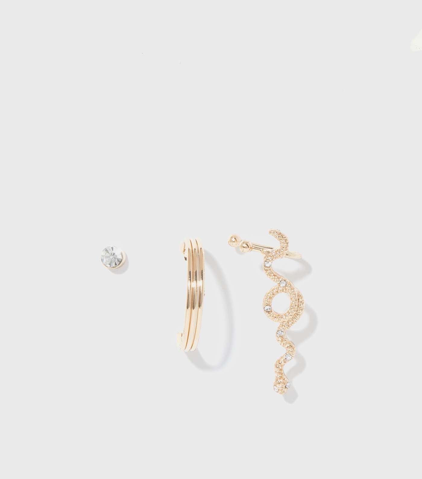 3 Pack Gold Diamanté Snake Ear Cuff and Earrings Image 2