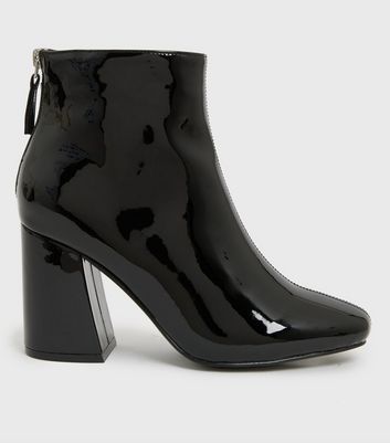 Block heel patent ankle boots on sale