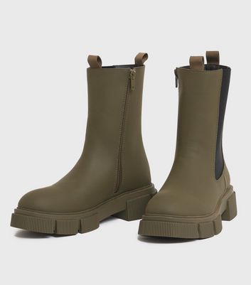 Click to view product details and reviews for Khaki Chunky High Ankle Boots New Look Vegan.