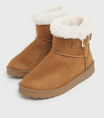 Tan ankle boots 2025 with fur trim