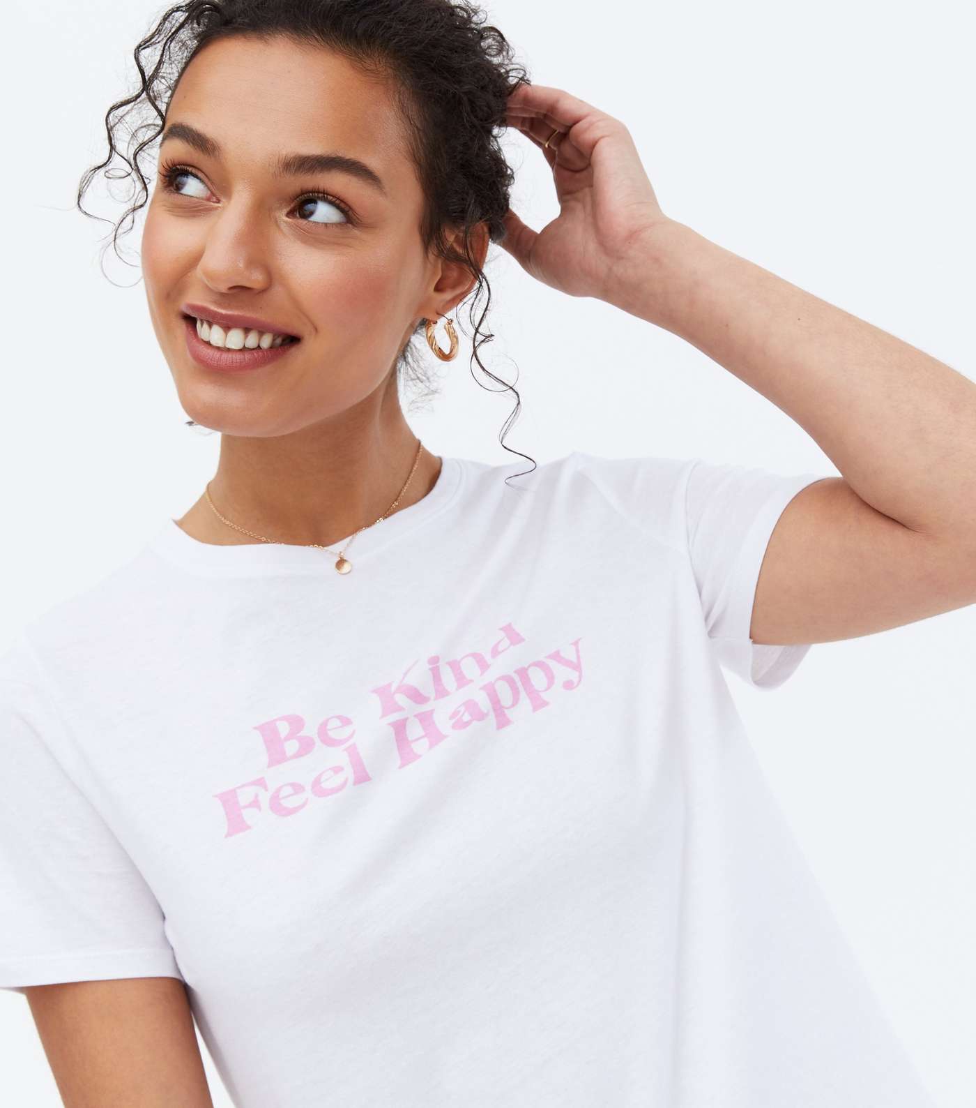 White Be Kind Feel Happy Logo T-Shirt